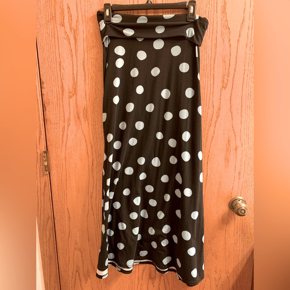 LuLaRoe Black and Mint Green Maxi A-Line Skirt